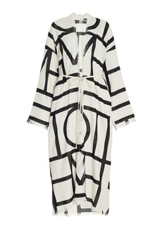 Totême Toteme - Monogram-Print Cotton Maxi Wrap Dress - Black/white - FR 36 - Moda Operandi