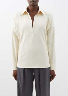 Totême Toteme - Open-collar Washed-cotton Shirt - Womens - Sand