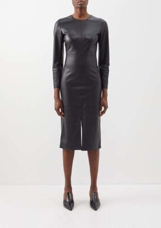 Totême Toteme - Panelled Leather Midi Dress - Womens - Black