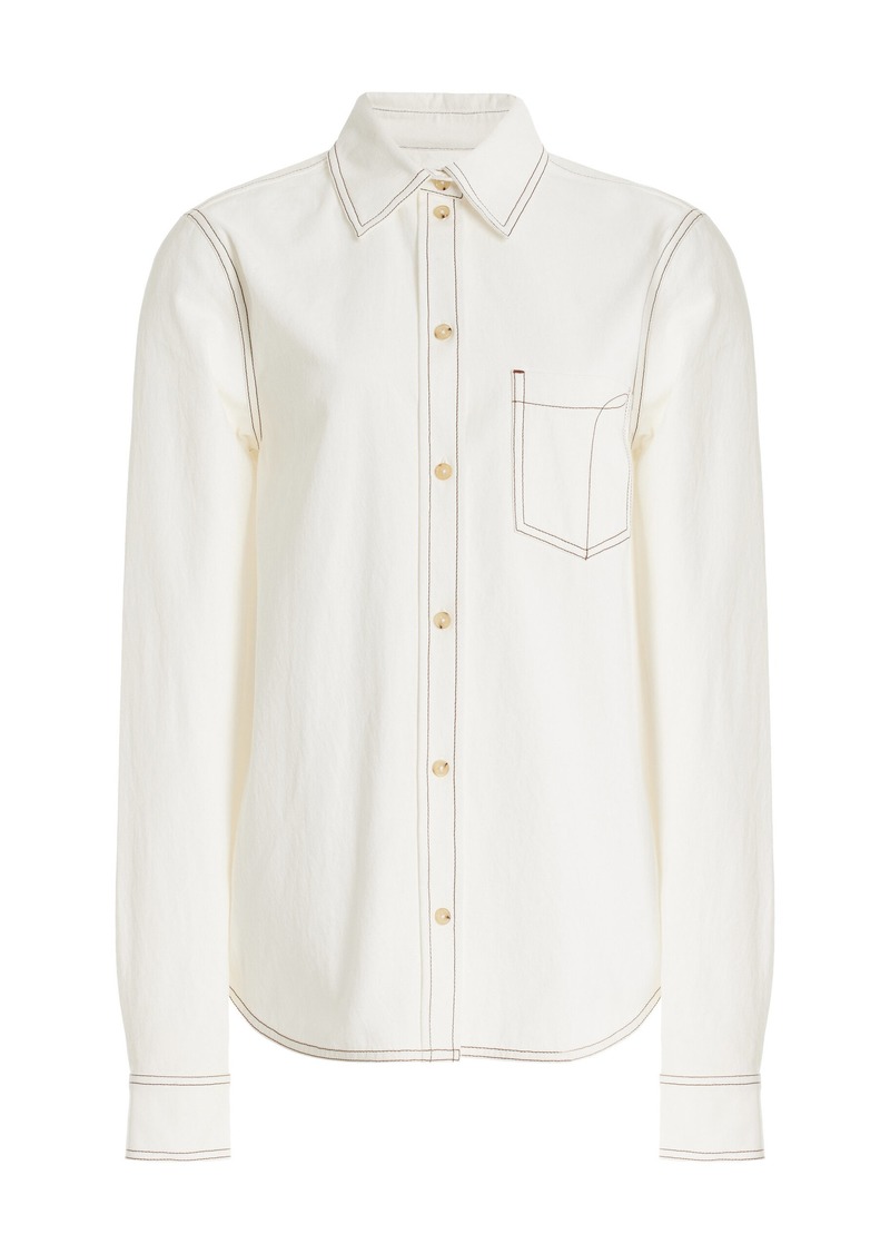 Totême Toteme - Petite Tumbled Organic Cotton Shirt - White - FR 34 - Moda Operandi