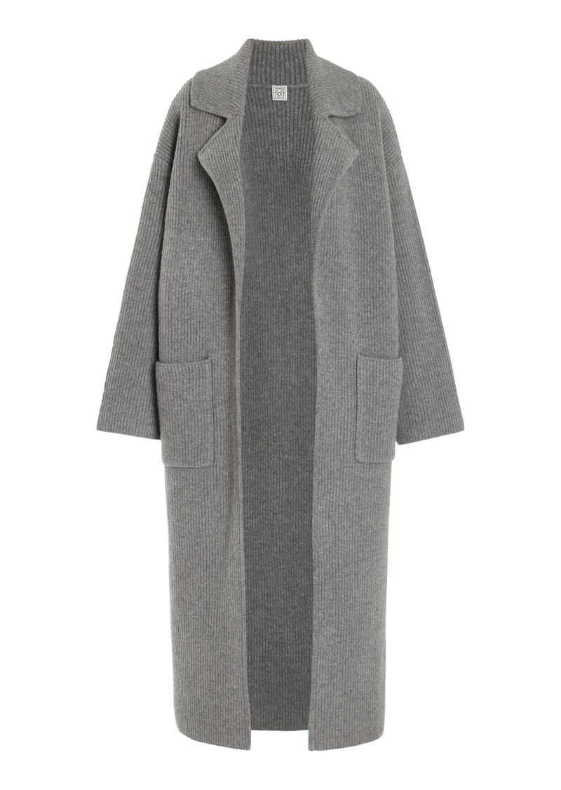 Totême Toteme - Ribbed-Knit Wool-Blend Cardigan Coat - Grey - M - Moda Operandi