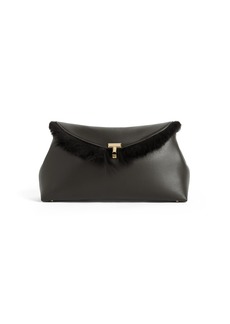 Totême Toteme - Shearling-Trimmed Leather Clutch - Brown - OS - Moda Operandi