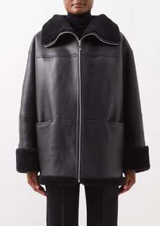 Totême Toteme - Signature Leather Shearling Jacket - Womens - Black