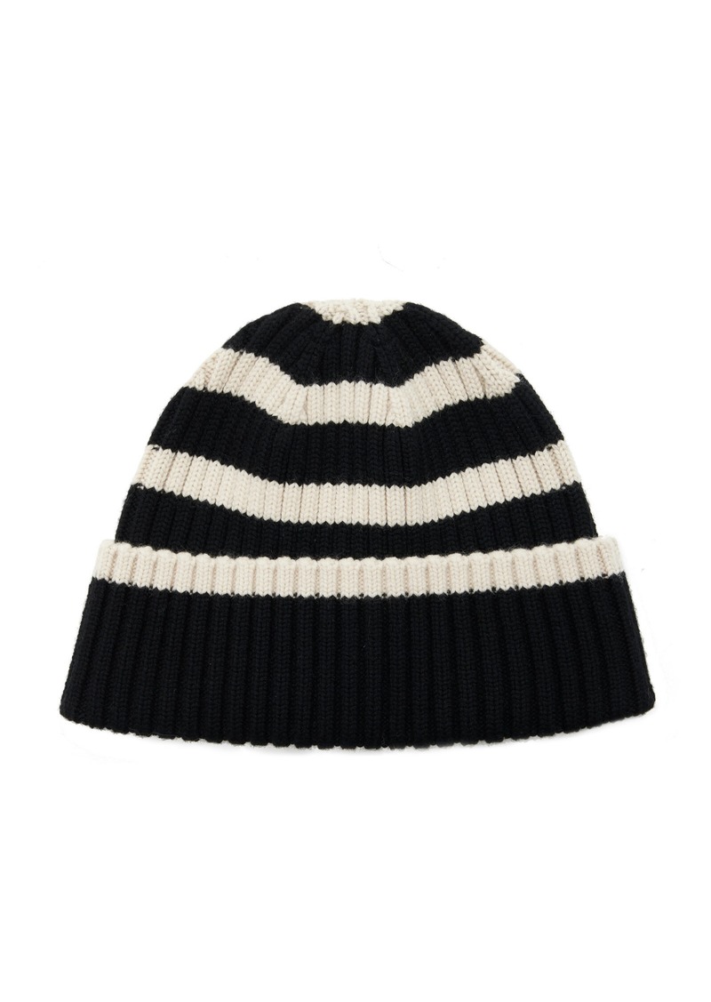 Totême Toteme - Signature Stripe Wool Beanie - Black/white - OS - Moda Operandi
