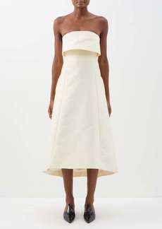 Totême Toteme - Strapless Cotton-blend Midi Dress - Womens - Cream