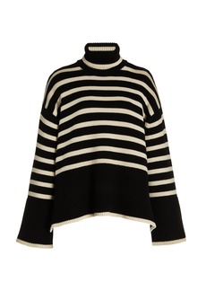 Totême Toteme - Striped Wool-Cotton Turtleneck Sweater  - Black - S - Moda Operandi