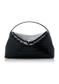 Totême Toteme - T-Lock Croc-Effect Leather Top Handle Bag - Black - OS - Moda Operandi