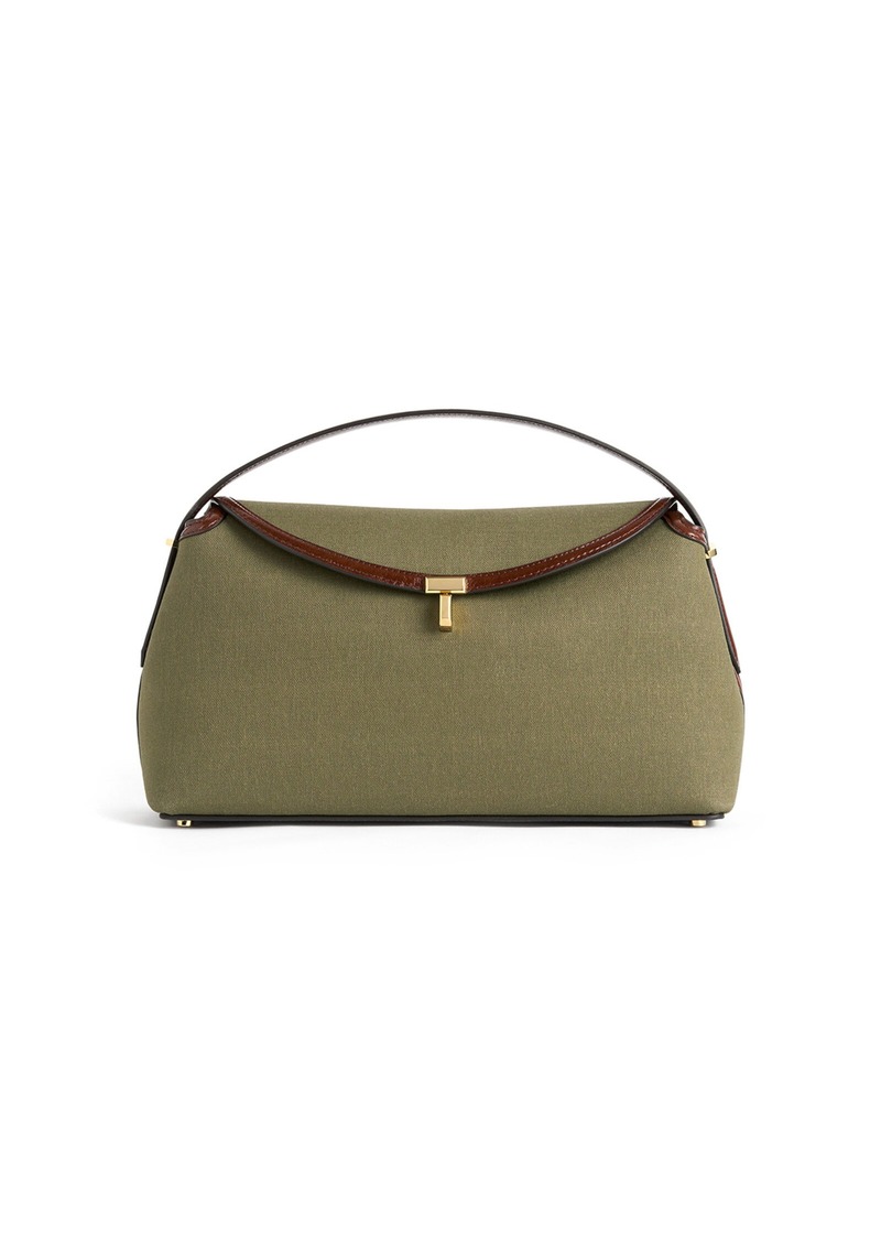 Totême Toteme - T-Lock Leather-Trimmed Canvas Top Handle Bag - Green - OS - Moda Operandi