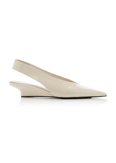 Totême Toteme - The Wedge-Heel Leather Slingback Pumps - White - IT 39 - Moda Operandi