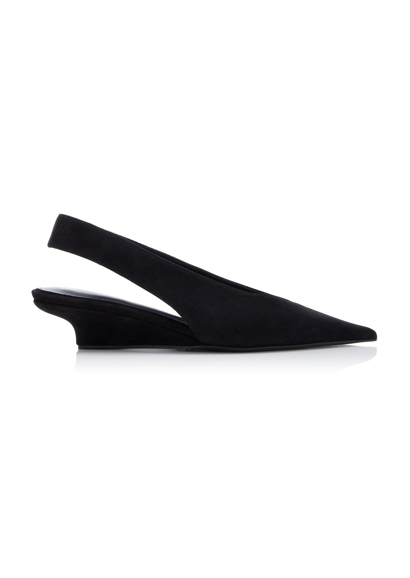 Totême Toteme - The Wedge-Heel Suede Slingback Pumps - Black - IT 40 - Moda Operandi