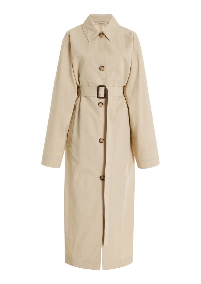 Totême Toteme - Tumbled Organic Cotton-Silk Trench Coat - Ivory - FR 38 - Moda Operandi