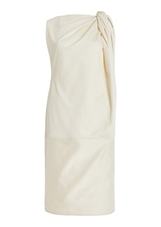 Totême Toteme - Twisted Cotton-Linen Satin Midi Dress - White - FR 36 - Moda Operandi