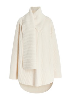 Totême Toteme - Wool-Cashmere Knit Long Scarf Sweater - White - S - Moda Operandi