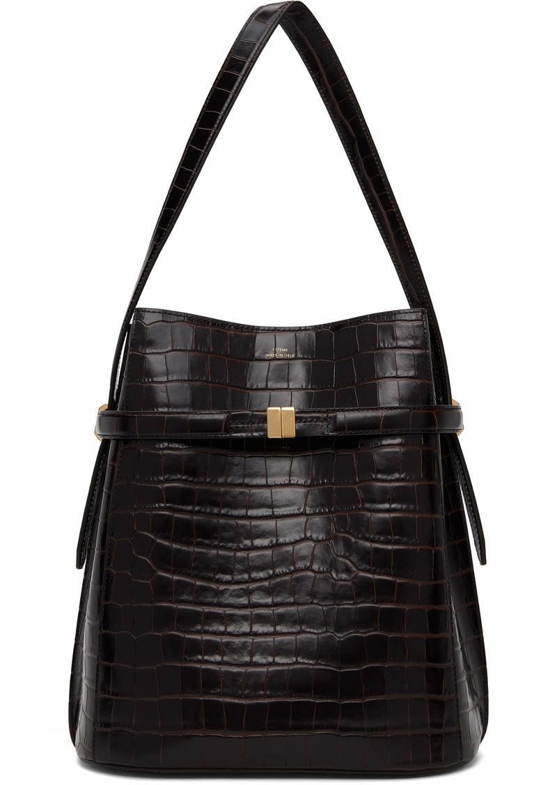 Totême TOTEME Brown Belted Croco-Embossed Bucket Bag