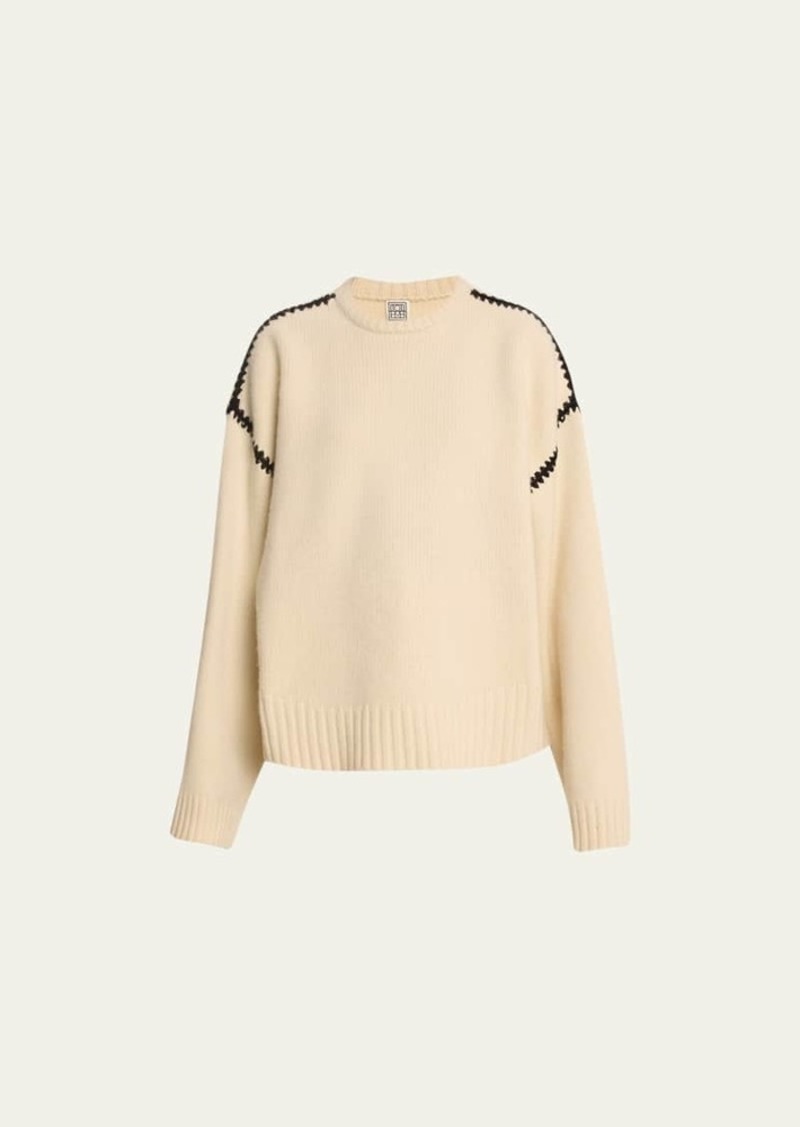 Totême Toteme Cashmere-Blend Knit Sweater with Embroidered Detail