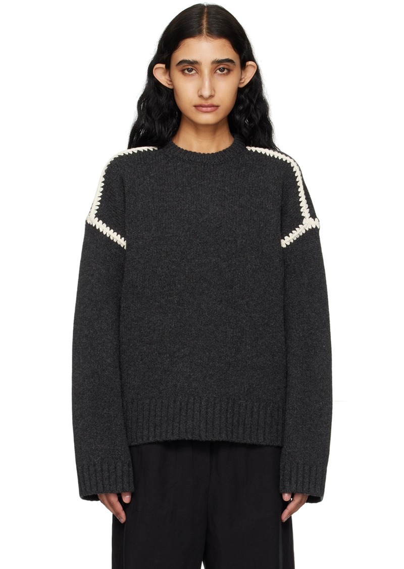 Totême TOTEME Gray Embroidered Sweater