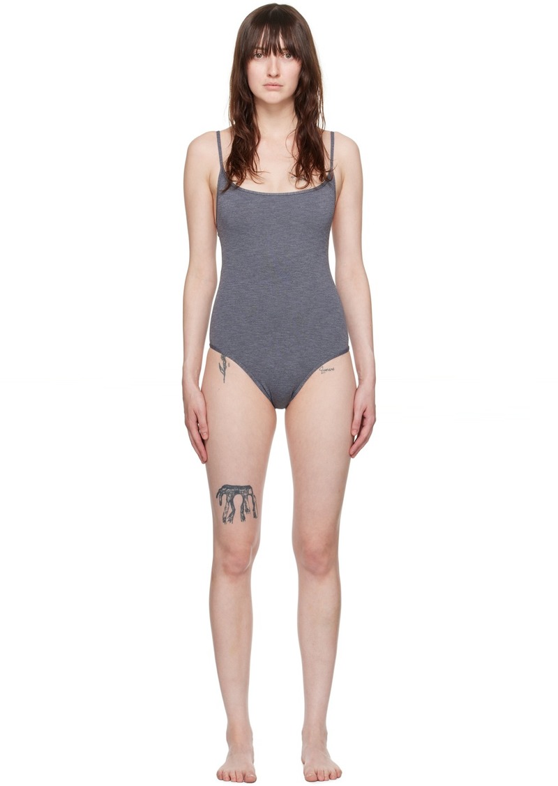 Totême TOTEME Gray Square Neck Swimsuit