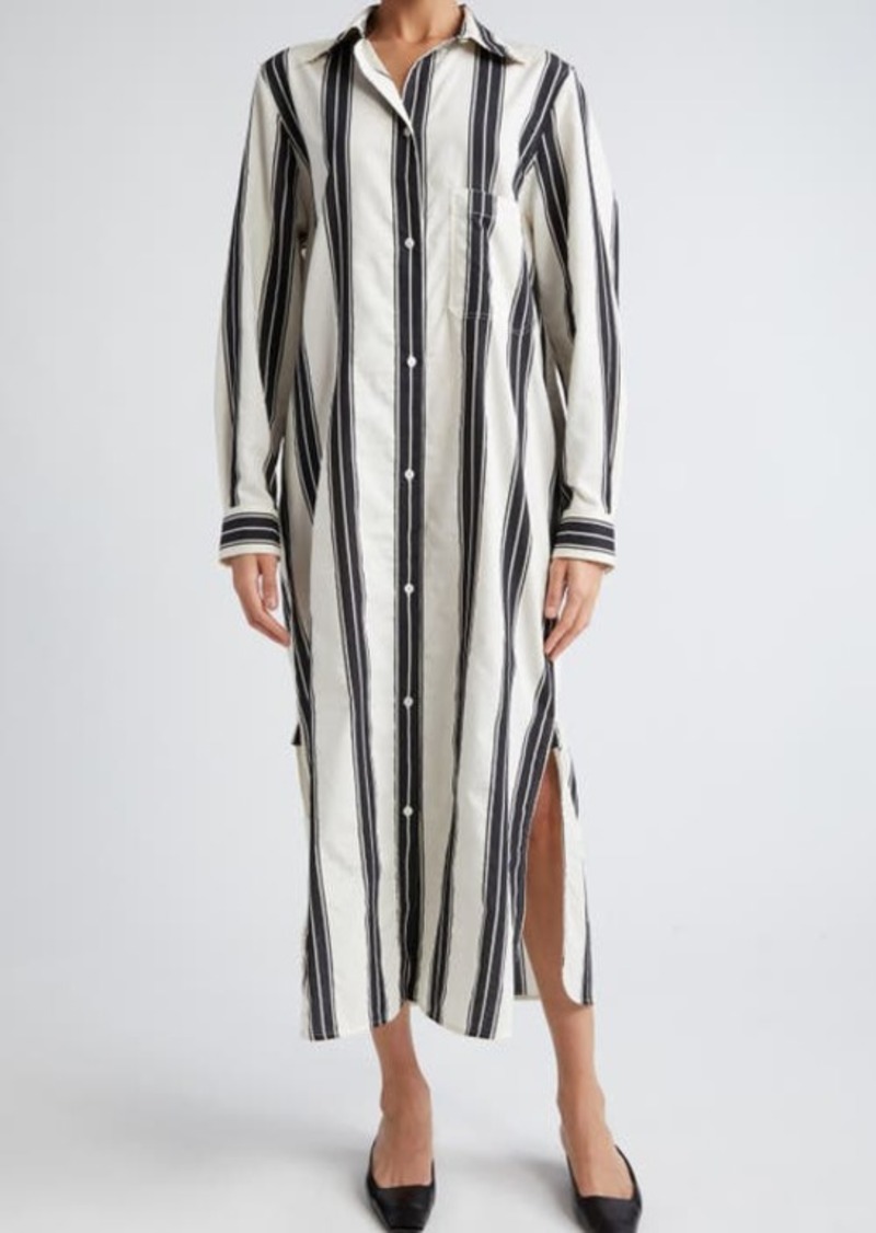 Totême TOTEME Jacquard Stripe Long Sleeve Midi Shirtdress