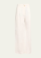 Totême Toteme Mid-Rise Pleated Relaxed Wide-Leg Twill Trousers
