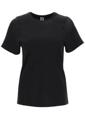 Totême Toteme monogram-embroidered curved t-shirt