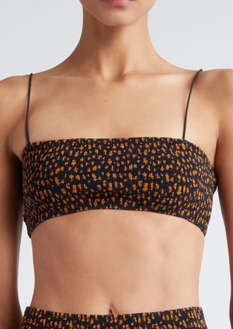 Totême TOTEME Print Smocked Bikini Top
