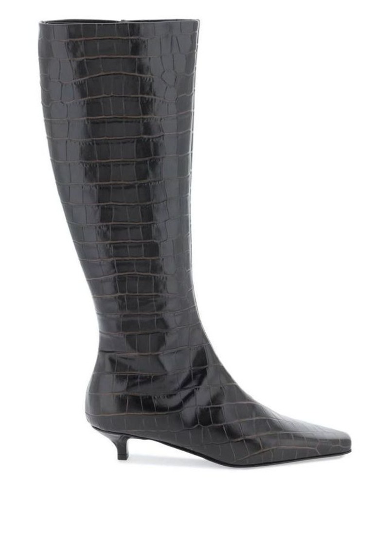 Totême Toteme the slim knee-high boots in crocodile-effect leather