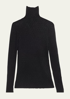 Totême Toteme Turtleneck Long-Sleeve Crochet Knit T-Shirt