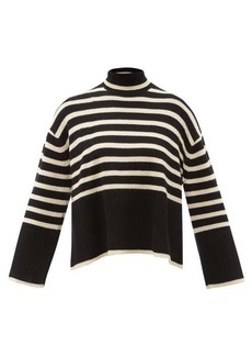 Totême Toteme - Striped Roll-neck Wool-blend Sweater - Womens - Black Stripe