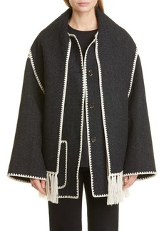 Totême TOTEME Chain Stitch Wool Blend Scarf Jacket