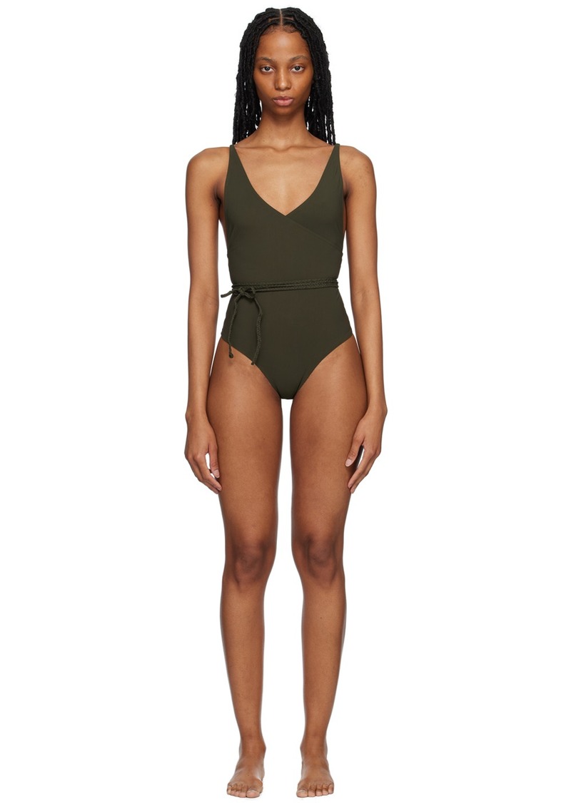 Totême TOTEME Khaki Wrap One-Piece Swimsuit