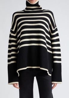 Totême TOTEME Stripe Wool Blend Turtleneck Sweater
