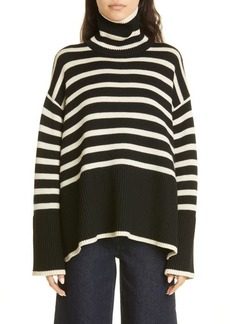 Totême Stripe Wool Blend Turtleneck Sweater