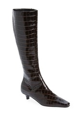 Totême TOTEME The Slim Croc Embossed Kitten Heel Knee High Boot