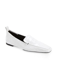 Totême The Travel Croc Embossed Leather Flat in White at Nordstrom