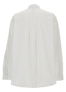 Totême White Striped Shirt with Embroidered Logo in Cotton Woman