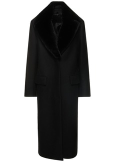 Totême Wool Blend Long Coat W/shearling Collar