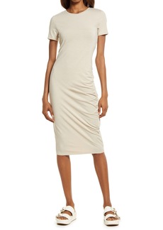 Treasure & Bond Side Ruched Body-Con Dress in Beige Oatmeal Medium Heather at Nordstrom Rack