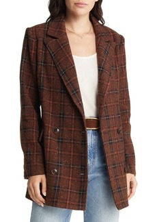 Treasure & Bond Double Breasted Plaid Coat in Brown- Black Donegal at Nordstrom