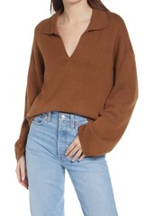 Treasure & Bond Johnny Collar Sweater in Brown Toffee at Nordstrom