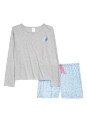 Treasure & Bond Kids' Cozy Pajamas in Grey Light Heather- Blue Check at Nordstrom