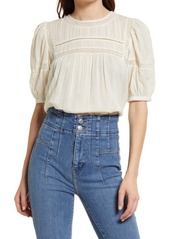 Treasure & Bond Lace Inset Puff Sleeve Blouse in Ivory Dove at Nordstrom