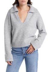 Treasure & Bond Oversize Johnny Collar Sweater in Grey Heather at Nordstrom Rack