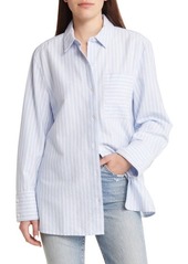 Treasure & Bond Oversize Stripe Poplin Button-Up Shirt