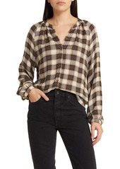 Treasure & Bond Plaid Textured Button-Up Shirt in Grey- Brown Collie Plaid at Nordstrom Rack