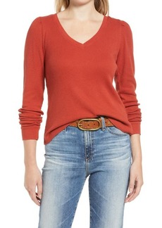 Treasure & Bond Puff Sleeve Thermal Top in Red Ochre at Nordstrom