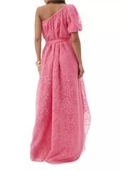 Trina Turk Afloat One-Shoulder Lace High-Low Dress
