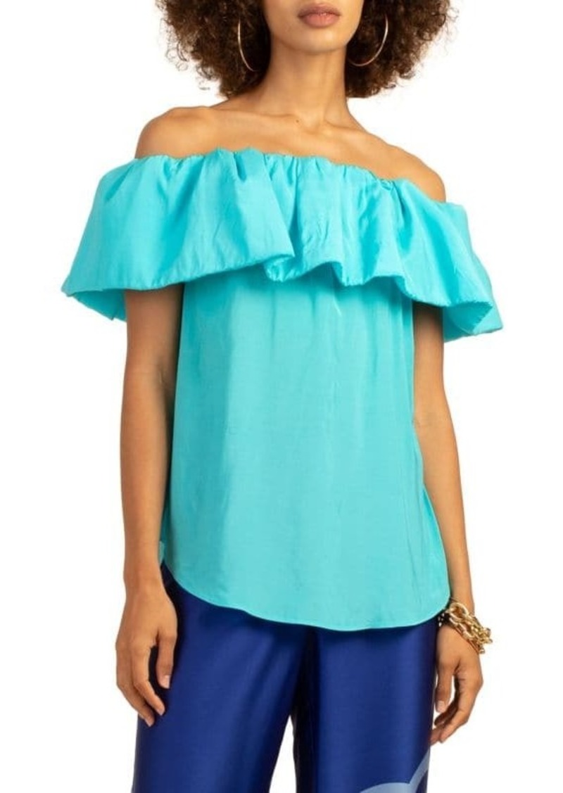 Trina Turk Air Ruffled Cotton Off-The-Shoulder Top