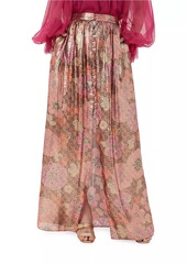 Trina Turk Akura Metallic Floral Maxi Skirt