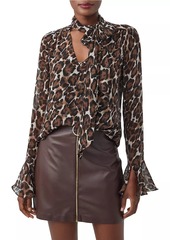 Trina Turk Alora Leopard Tieneck Blouse