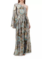 Trina Turk Amida Floral Silk-Blend One-Shoulder Maxi Dress